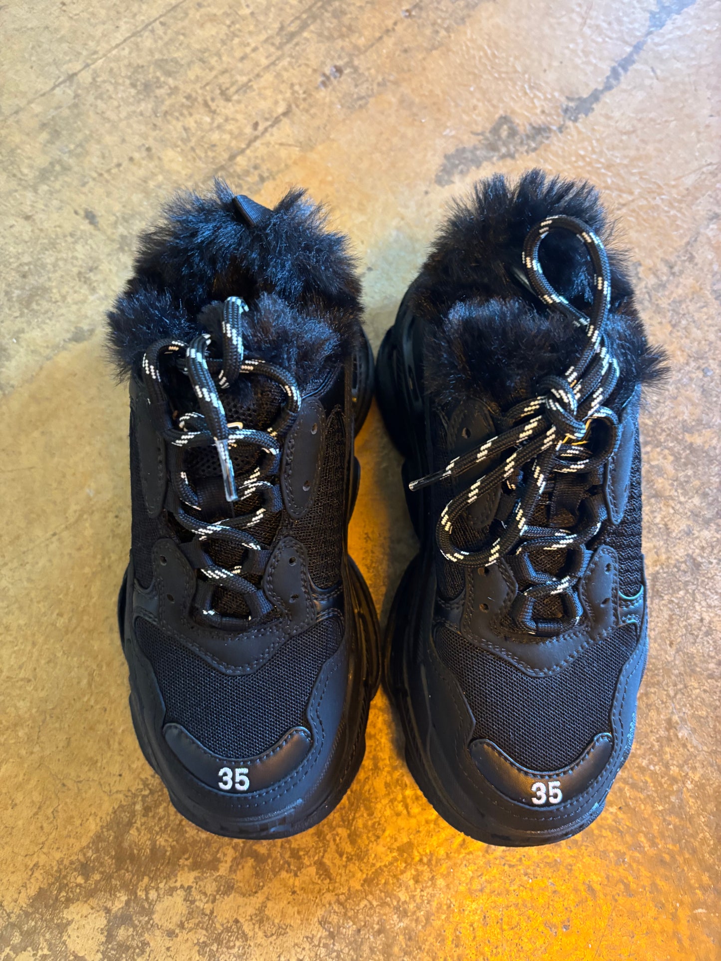 Balenciaga Triple S Faux Fur Trainers