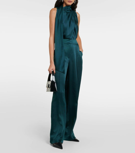 Simkhai Green Satin Trousers