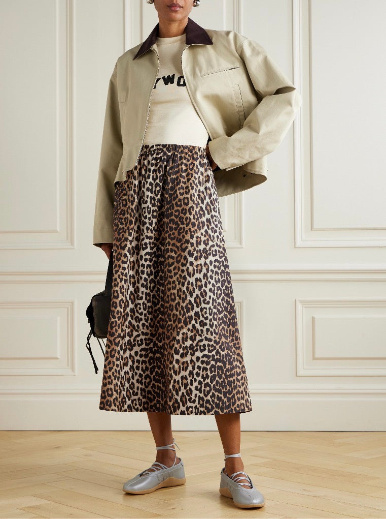 Ganni Leopard Skirt