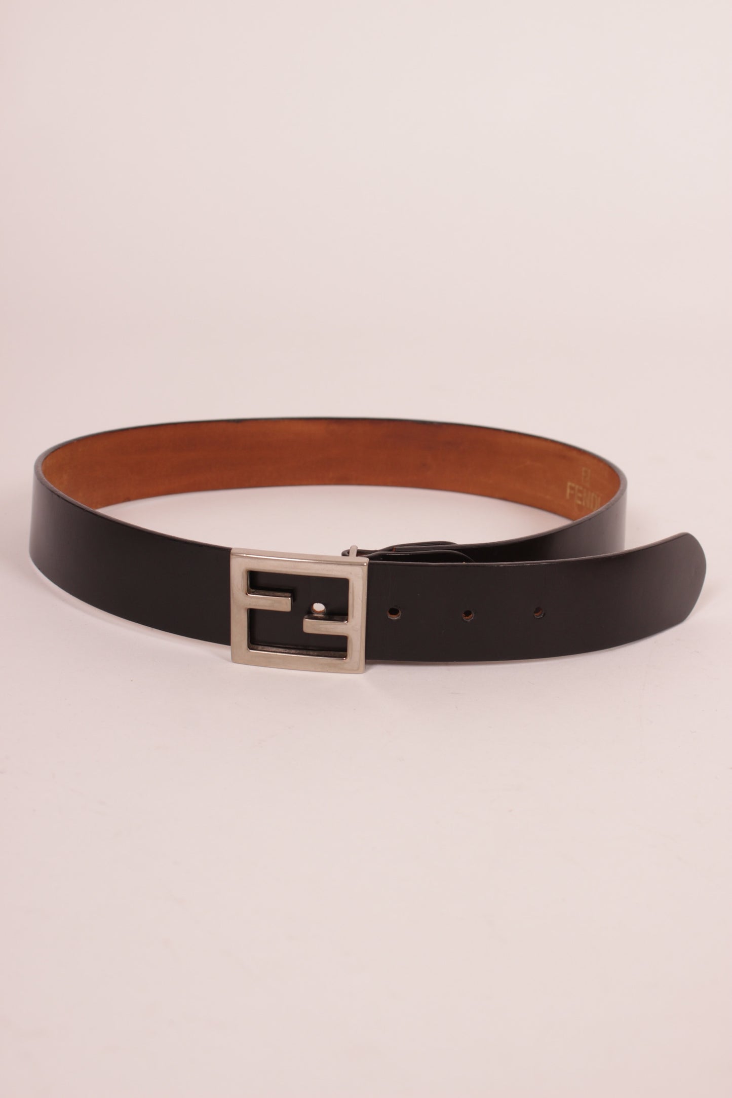 Fendi Black Leather Logo Belt
