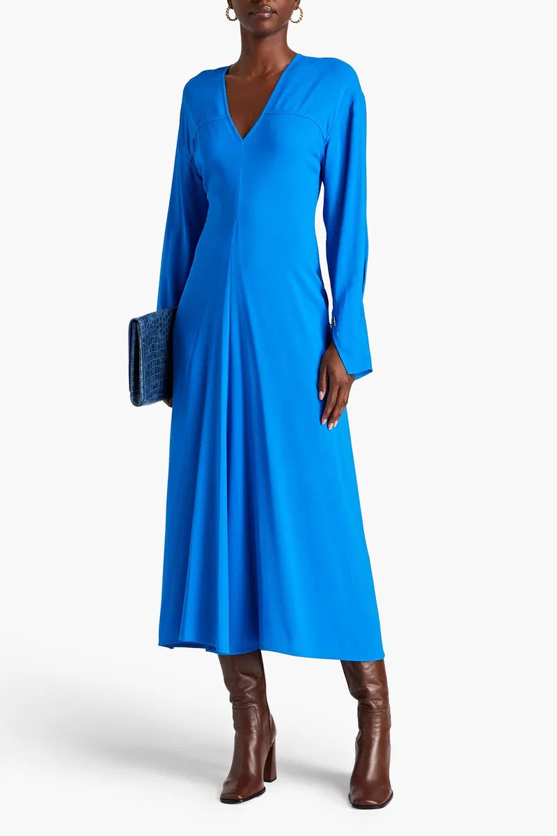 Victoria Beckham Crepe Blue Dress