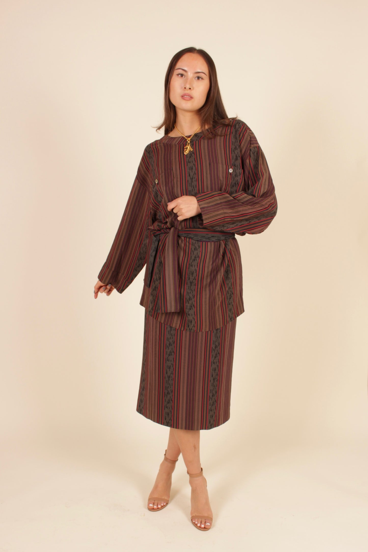 Vintage Chloe Striped Silk Two Piece