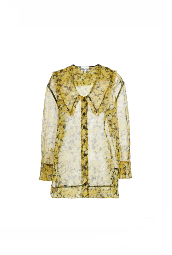 Ganni Sheer Floral Oversized Blouse