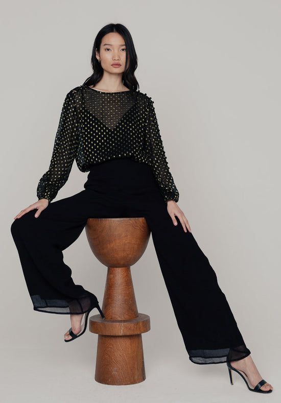 Lily & Lionel Black and Gold Chiffon Blouse - nwt