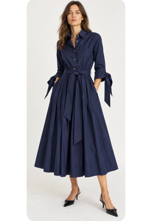Prada Navy Poplin Dress