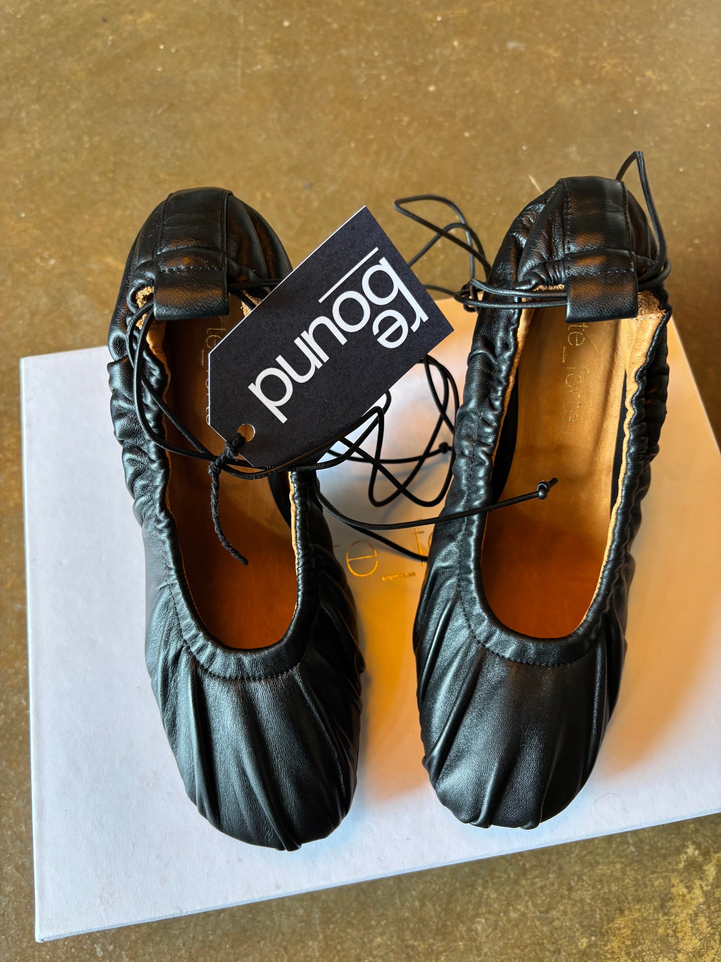 Forte Forte Black Ankle Tie Heels