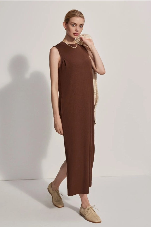 Varley Brown Ribbed Dress