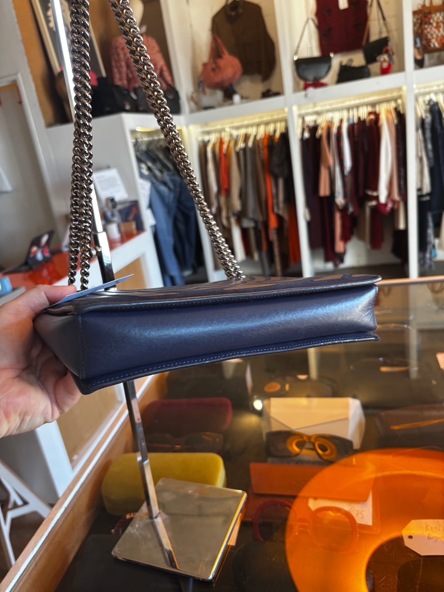 Ferragamo Navy and Black Leather