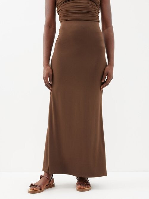 Posse Mason Brown Stretch Maxi Skirt