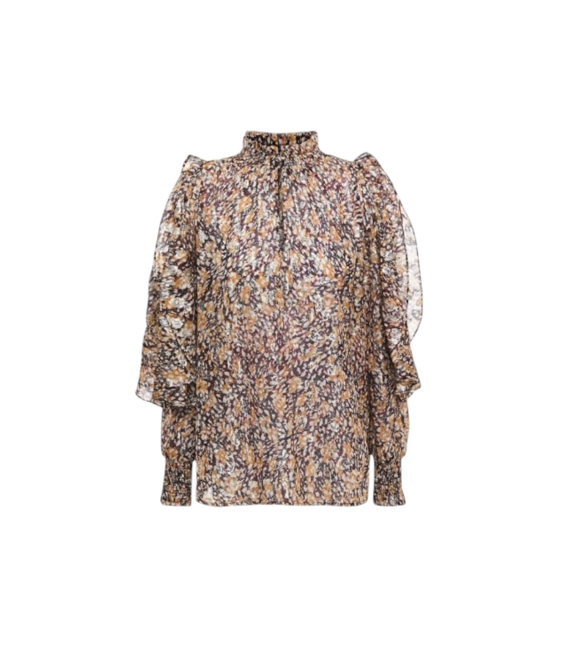 Maje Metallic Cold Shoulder Blouse