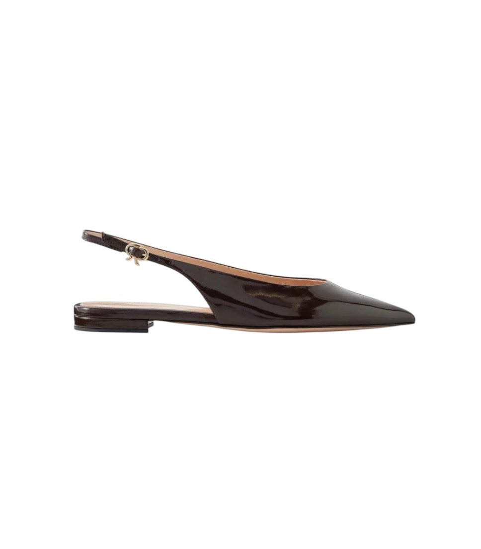 Gianvito Rossi BobbiPolished Brown Sling Backs