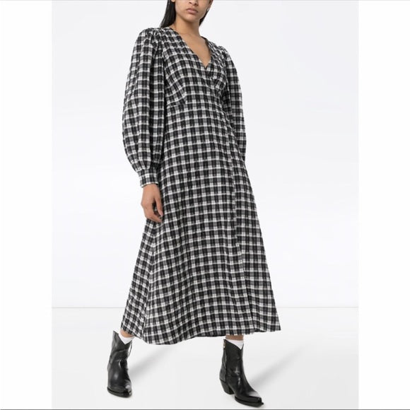 Ganni Seersucker Wrap Dress