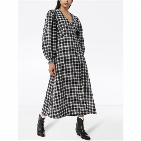 Ganni Seersucker Wrap Dress
