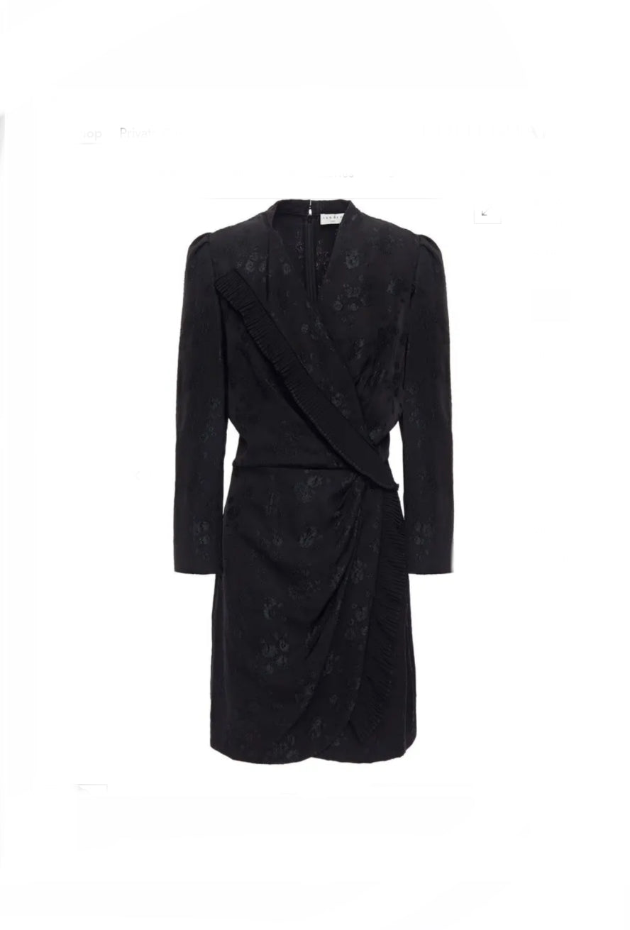 Sandro Black Jacquard Wrap Dress
