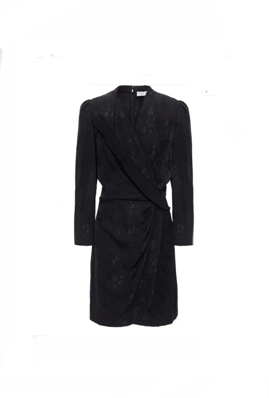Sandro Black Jacquard Wrap Dress