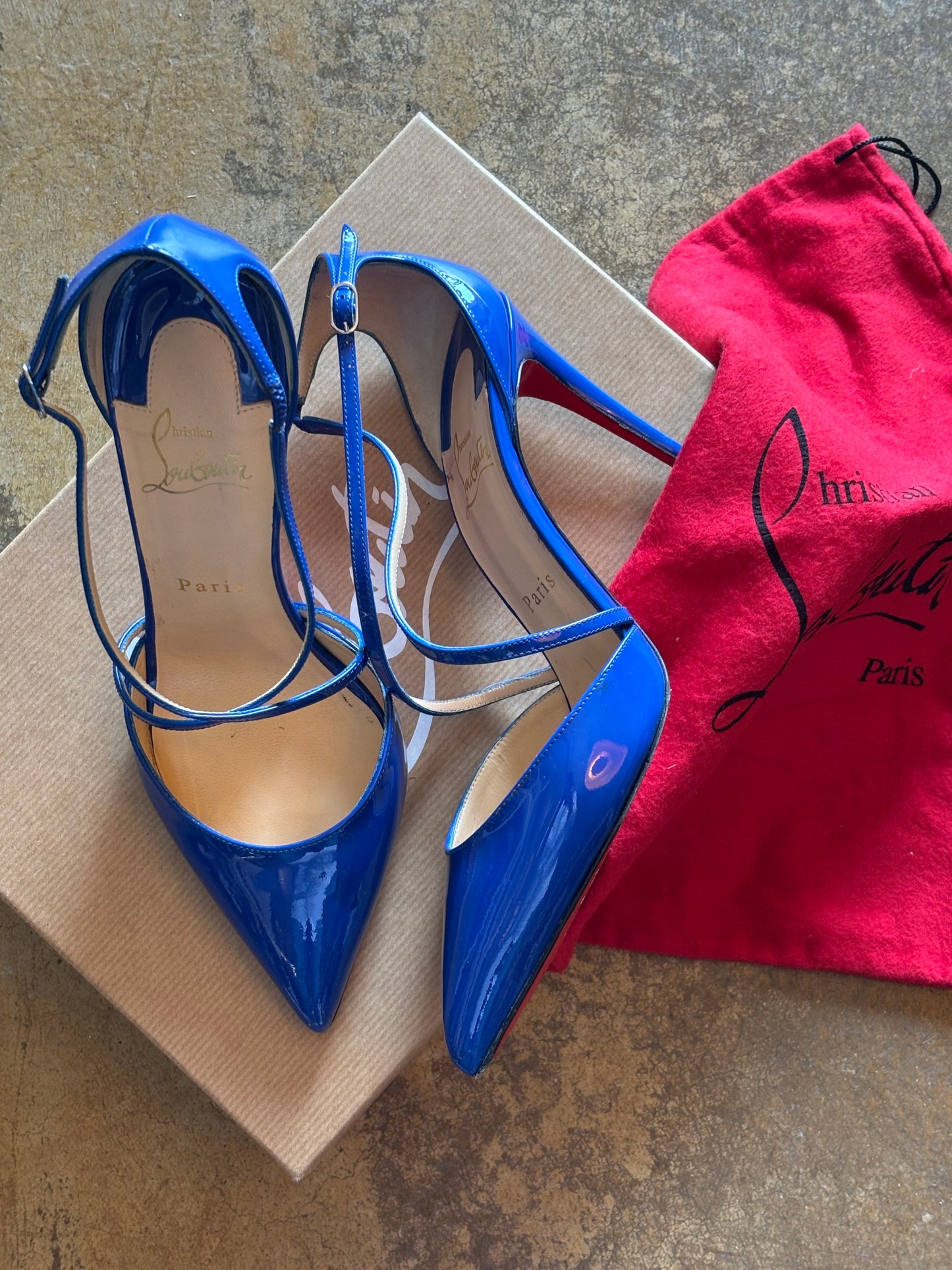 Louboutin Cross Blake 100 Patent Heels