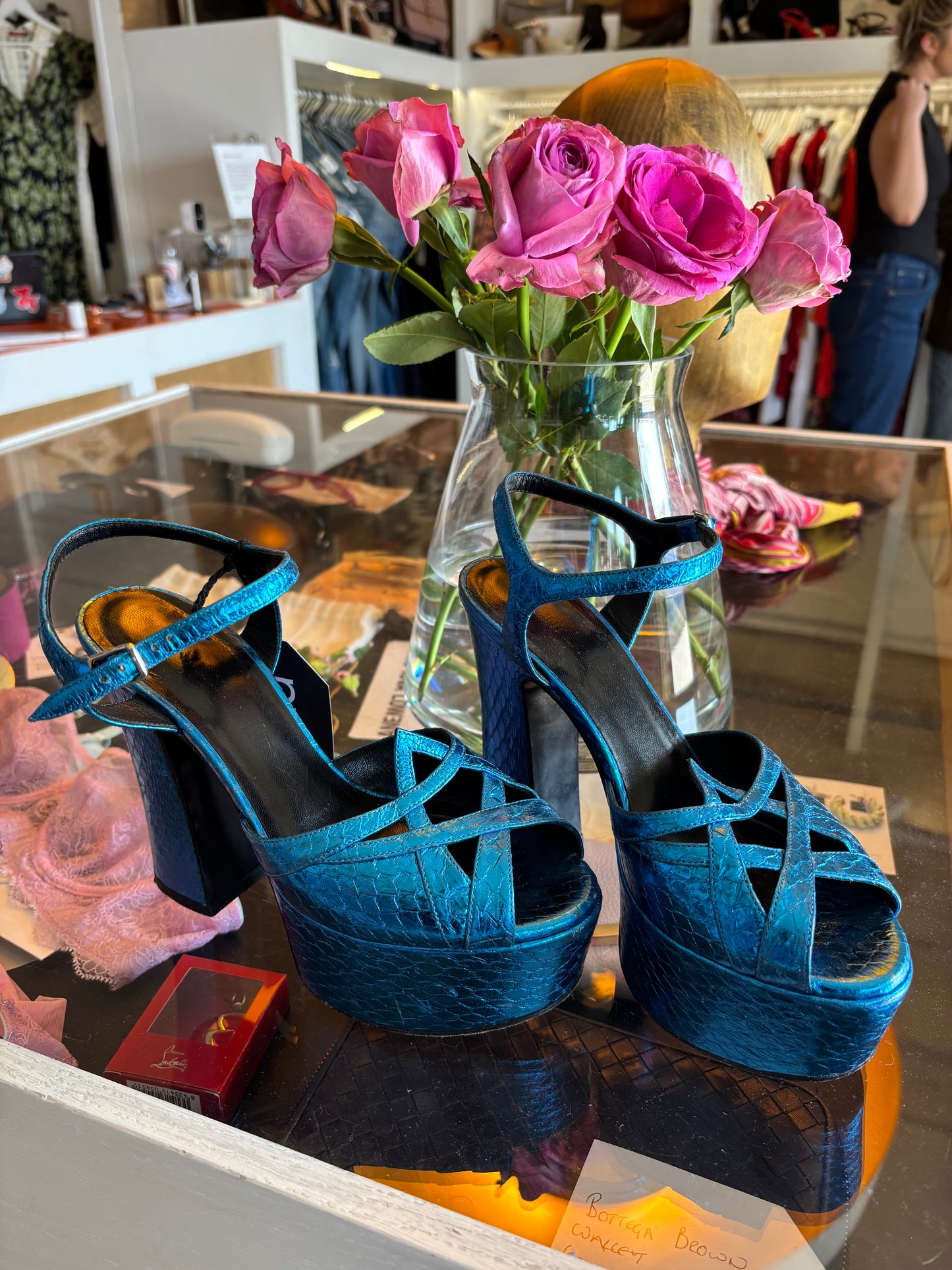 Saint Laurent Metallic Snakeskin Platforms