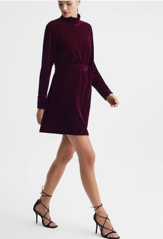 Reiss Wine Velvet Dress