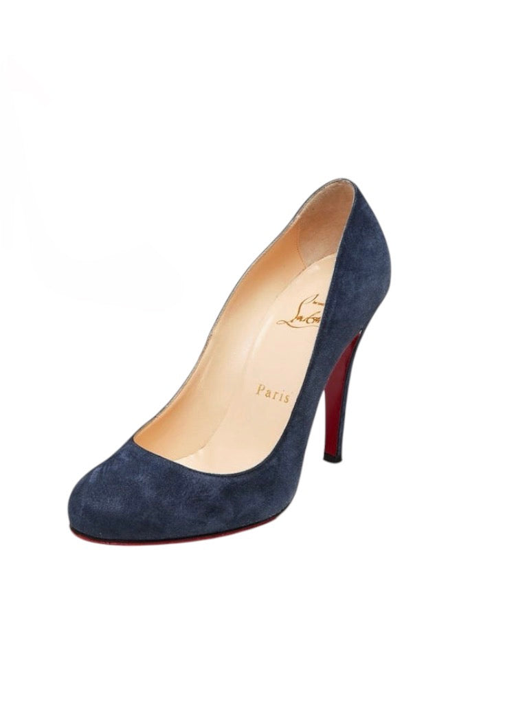 Louboutin Ron Ron Navy Suede 85 Heels