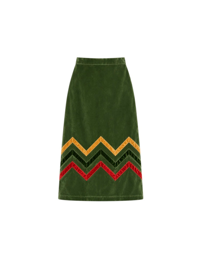La Veste Velvet Appliqué Skirt