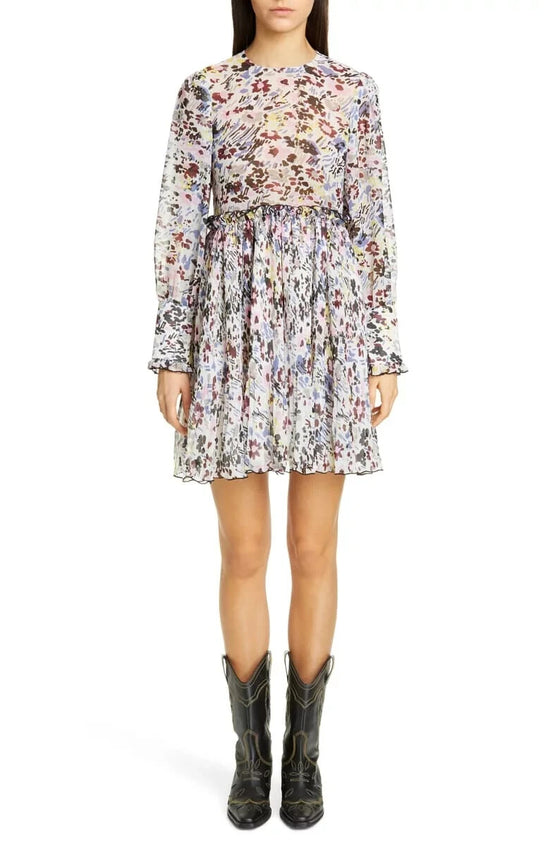 Ganni Floral Chiffon Dress