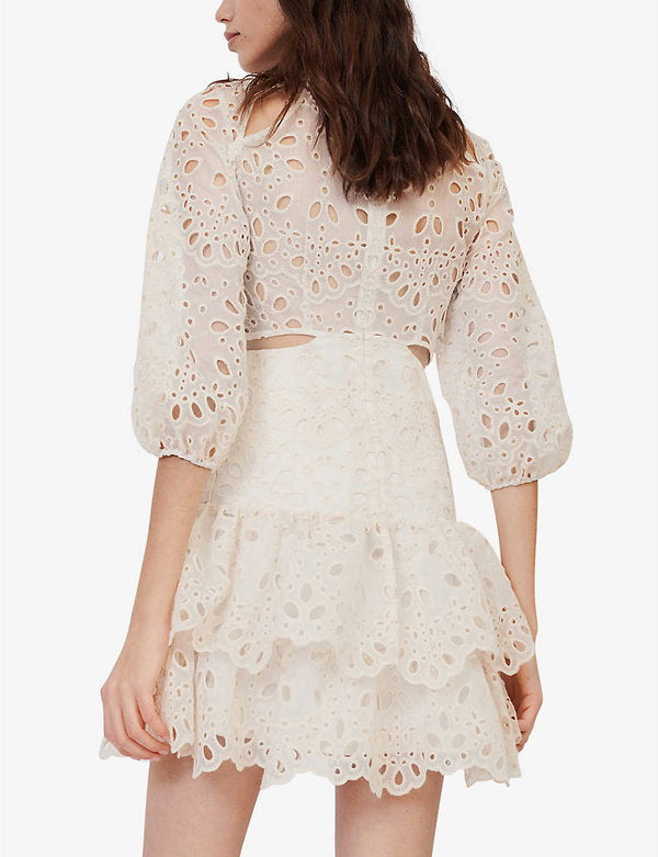 Maje Cut Out Broderie Dress