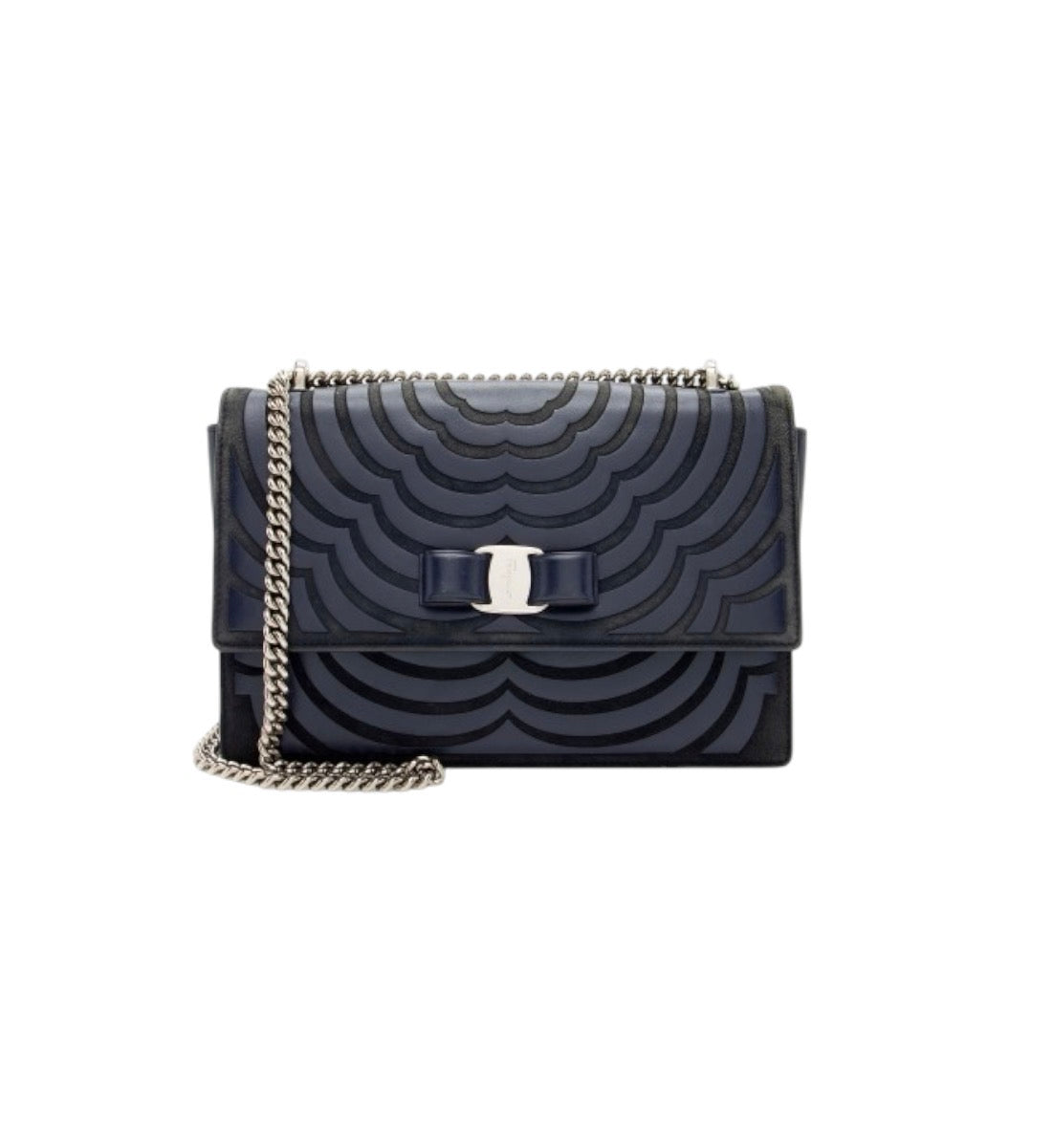 Ferragamo Navy and Black Leather