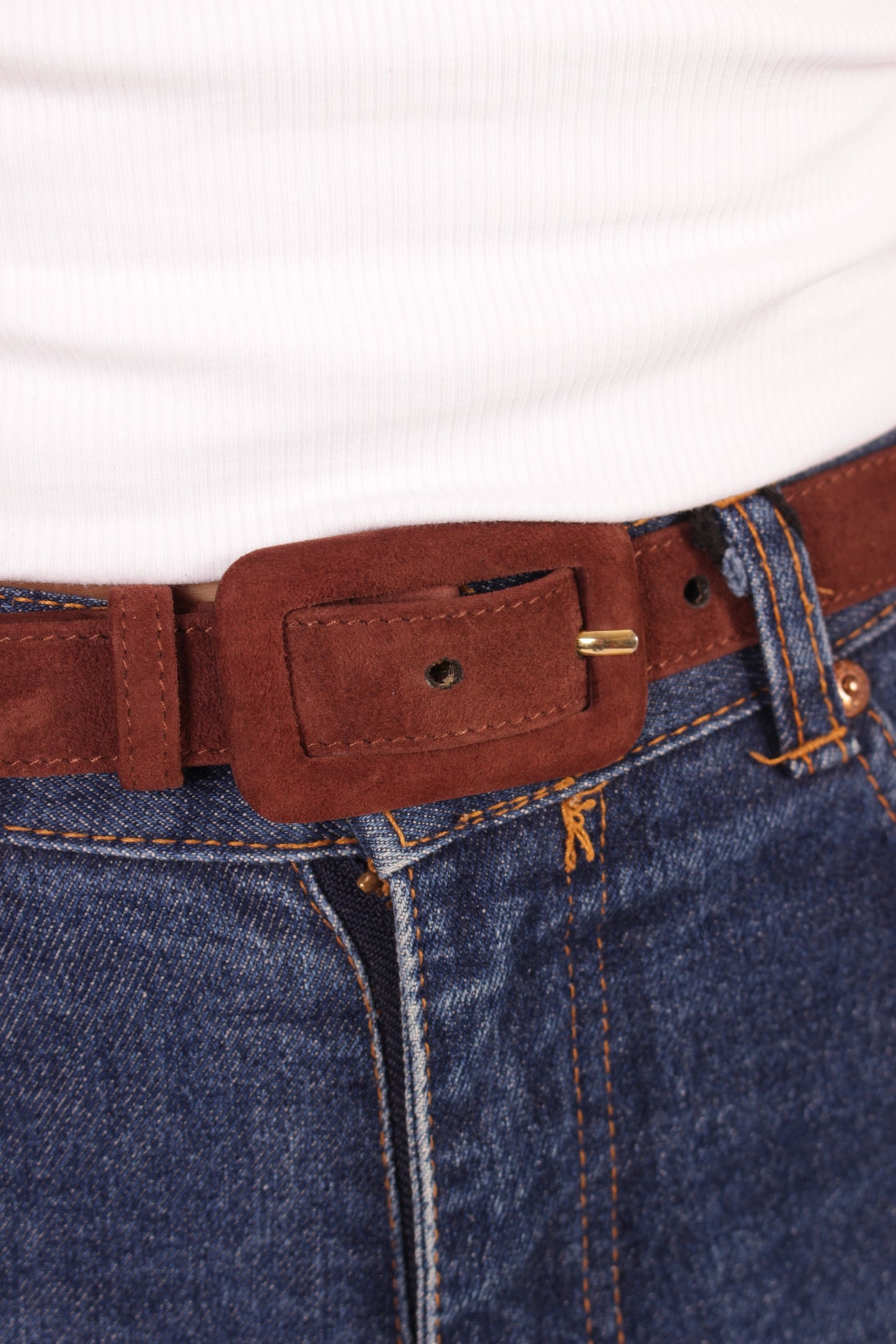 Prada Brown Suede and Gold Belt