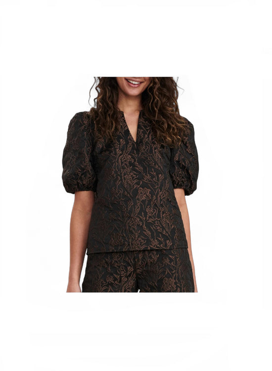 Numph Chocolate Brocade Top - nwt
