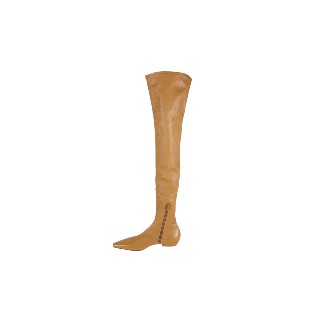 Bottega Veneta Tan Leather Over The Knee Boots