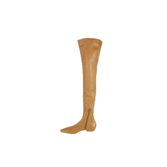 Bottega Veneta Tan Leather Over The Knee Boots