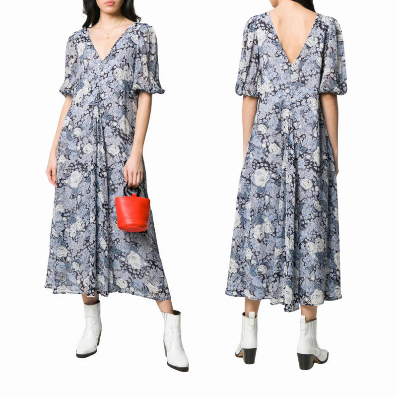 Ganni Blue Floral Dress - nwt