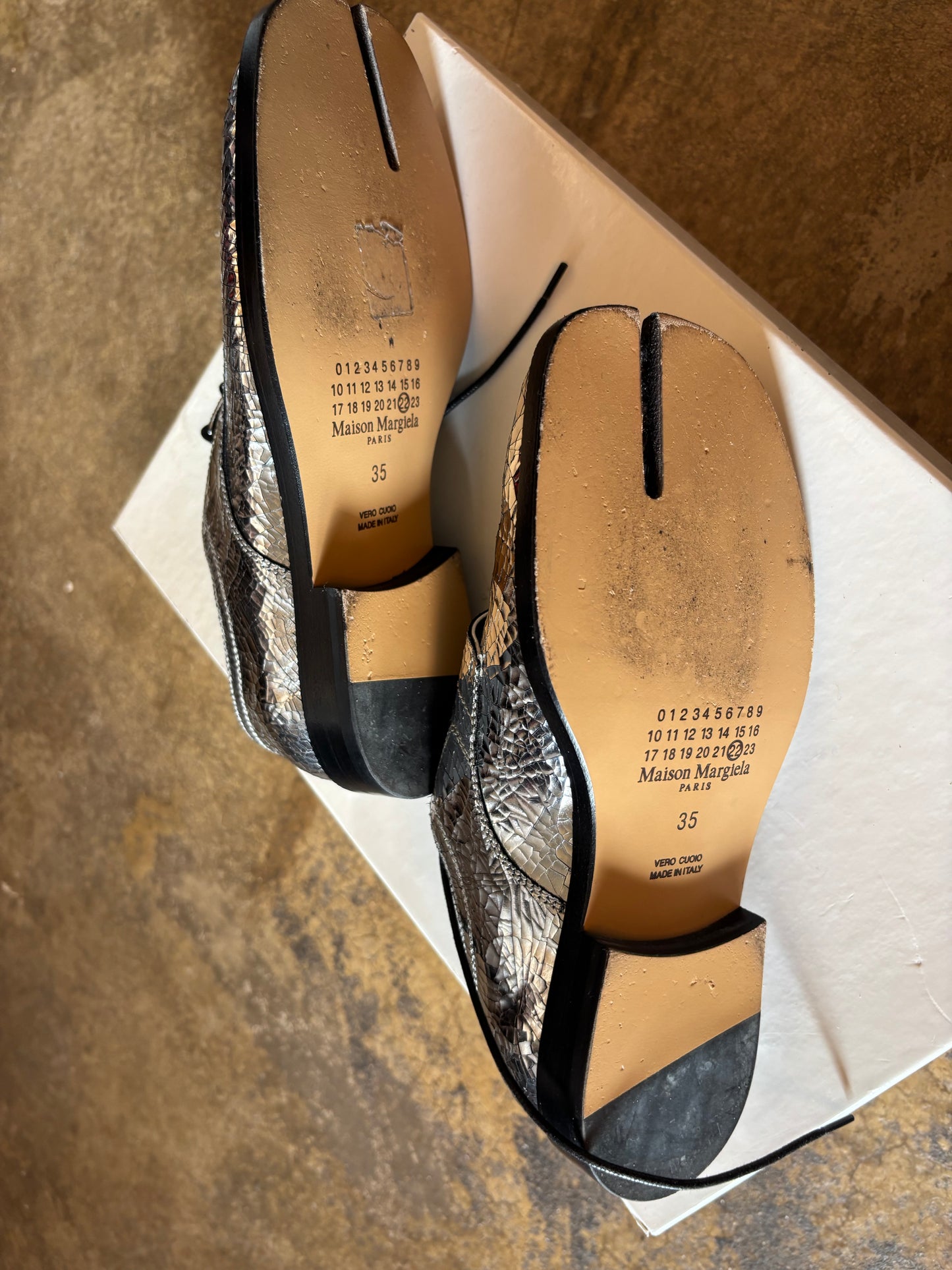 Maison Margiela Silver Crackle Loafers - current season