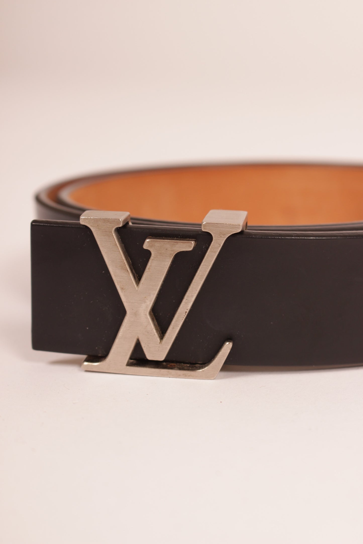 Louis Vuitton Black Leather Logo Belt