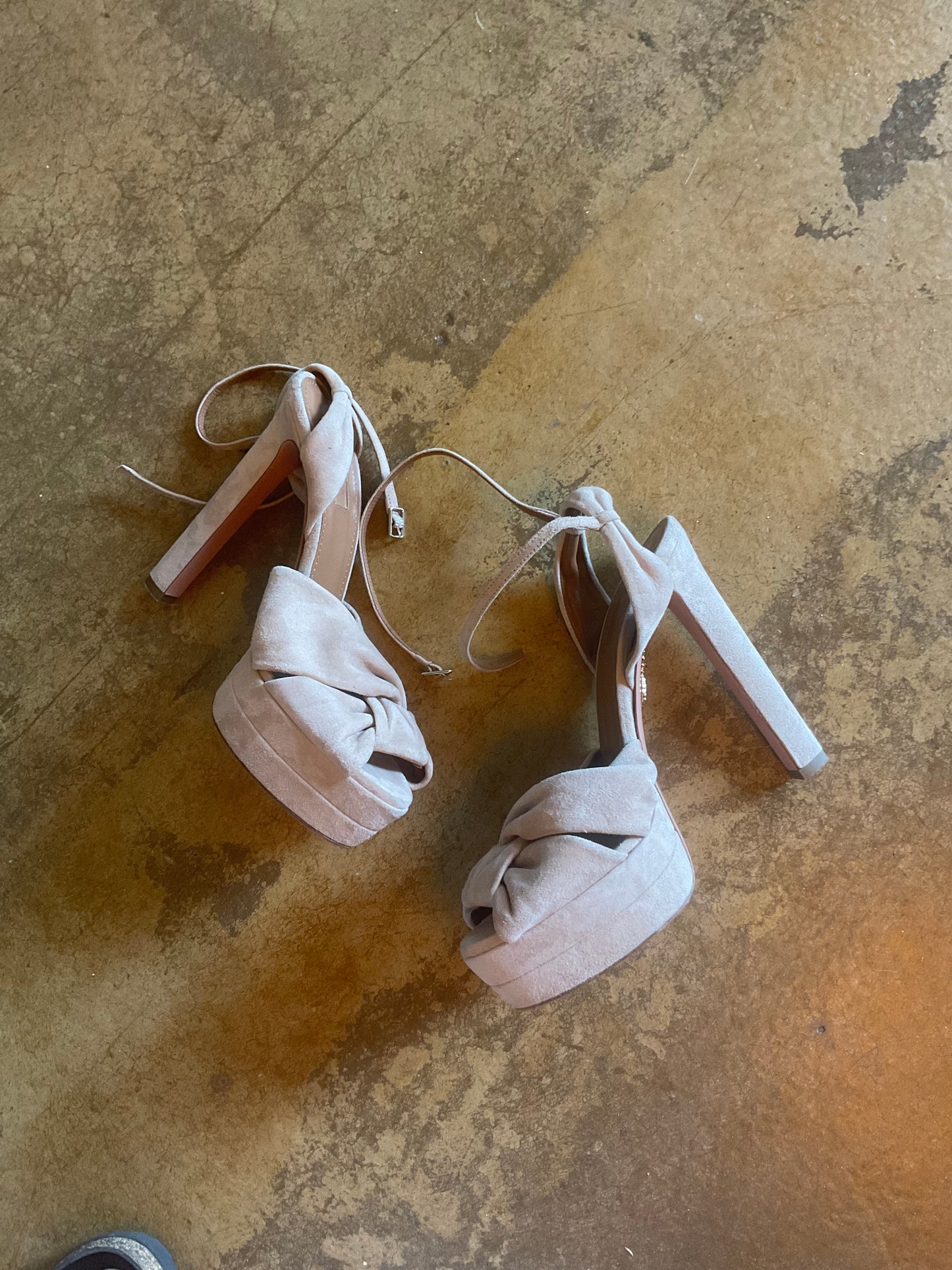 Aquazzura Beige Suede Platforms
