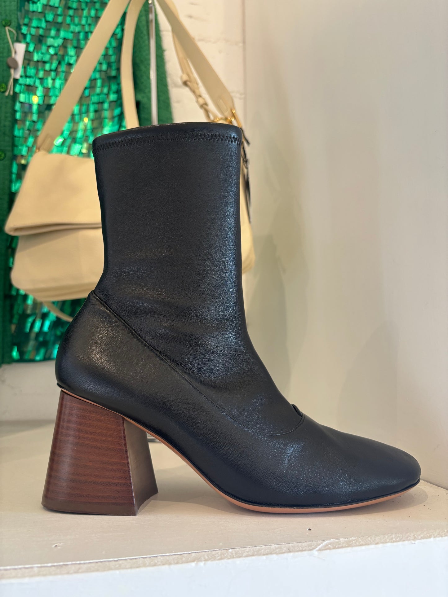 Celine Black Leather Sock Boots