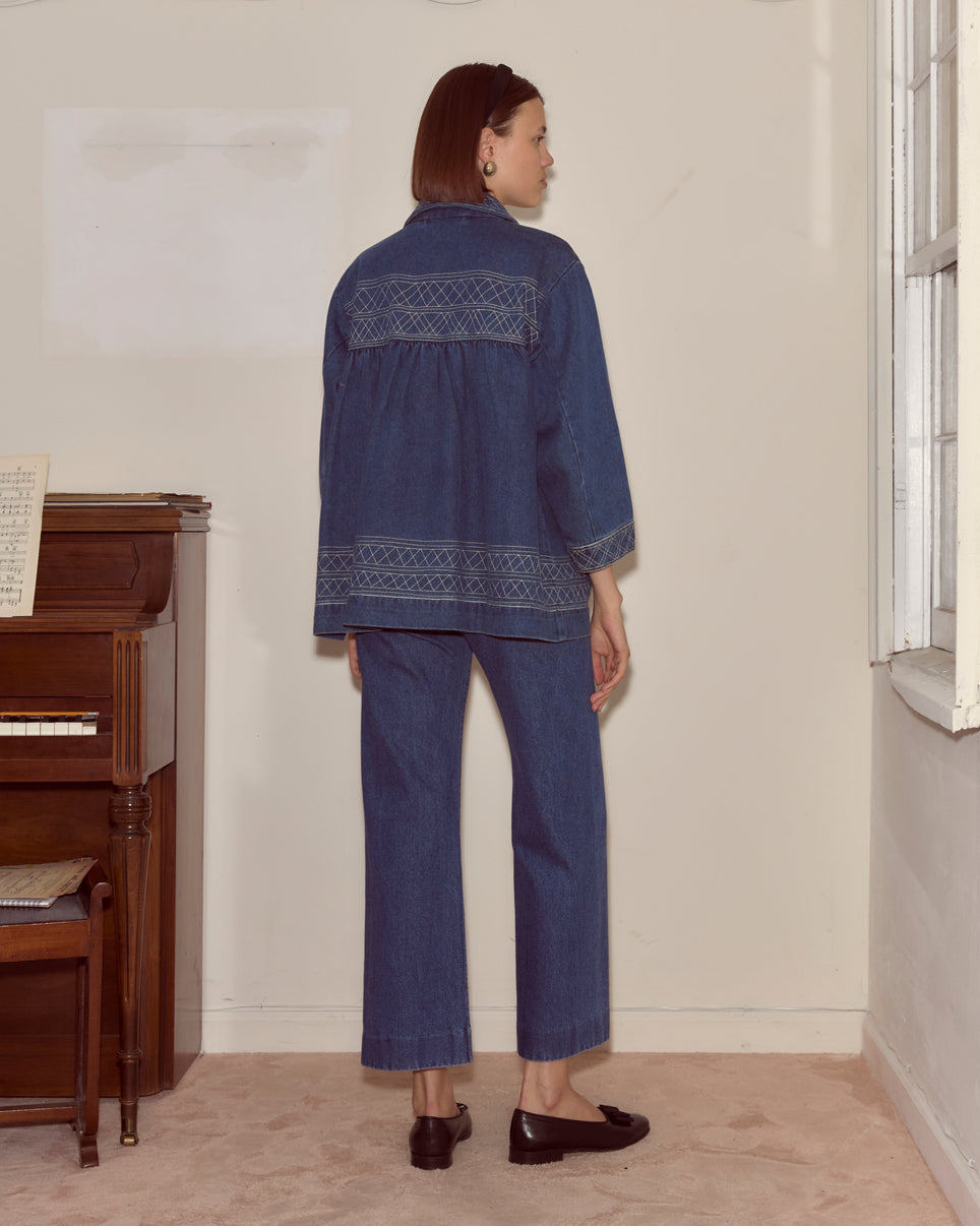 Bode Quincy Embroidered Denim Jacket