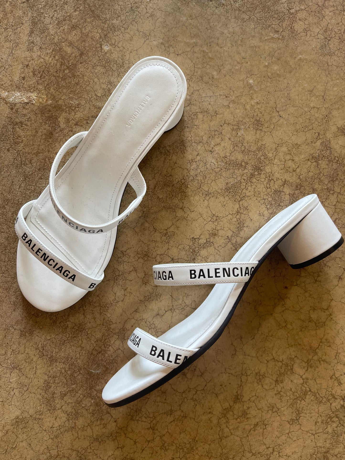 Balenciaga White Logo Sandals - new