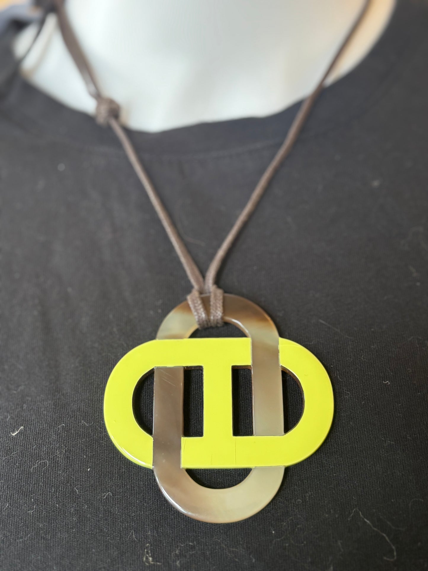 Hermes Lastis Horn and Leather Pendant
