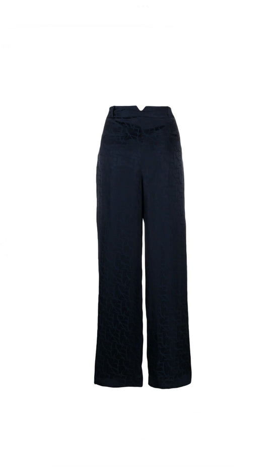 Ba&sh Navy Silky Embossed Trousers - nwt