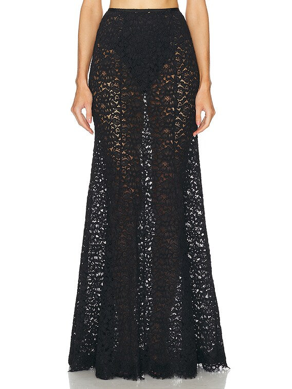 L’Academie Black Lace Maxi Skirt