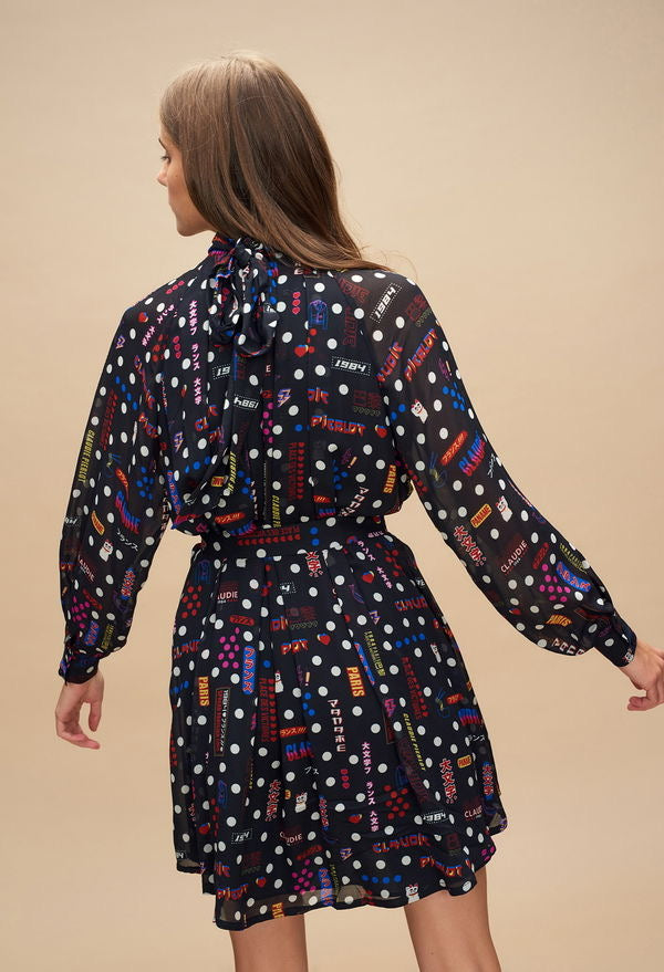 Claudie Pierlot Lucky Cat Chiffon Dress