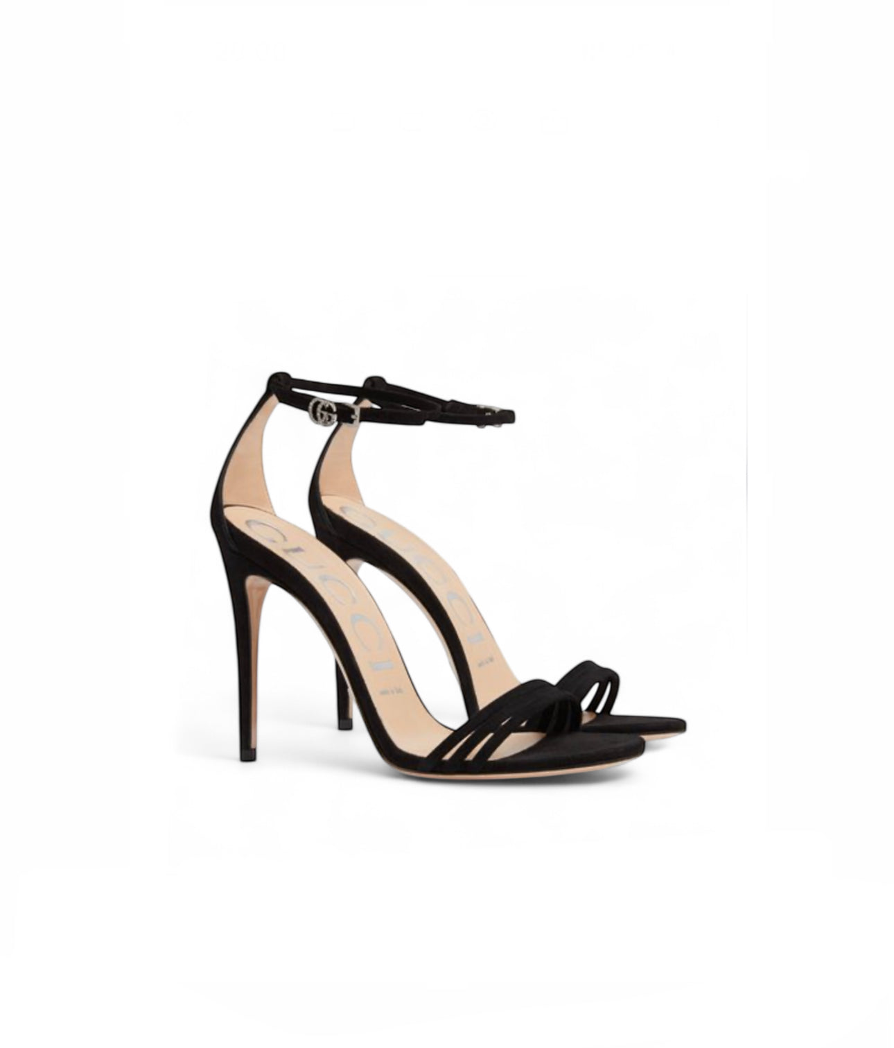 Gucci Black Suede Crystal GG Sandals