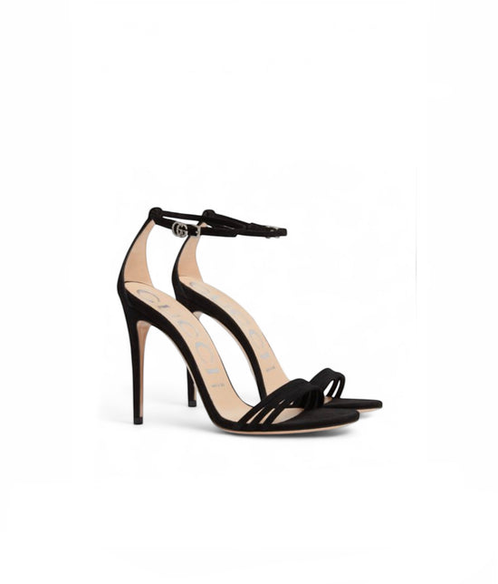 Gucci Black Suede Crystal GG Sandals