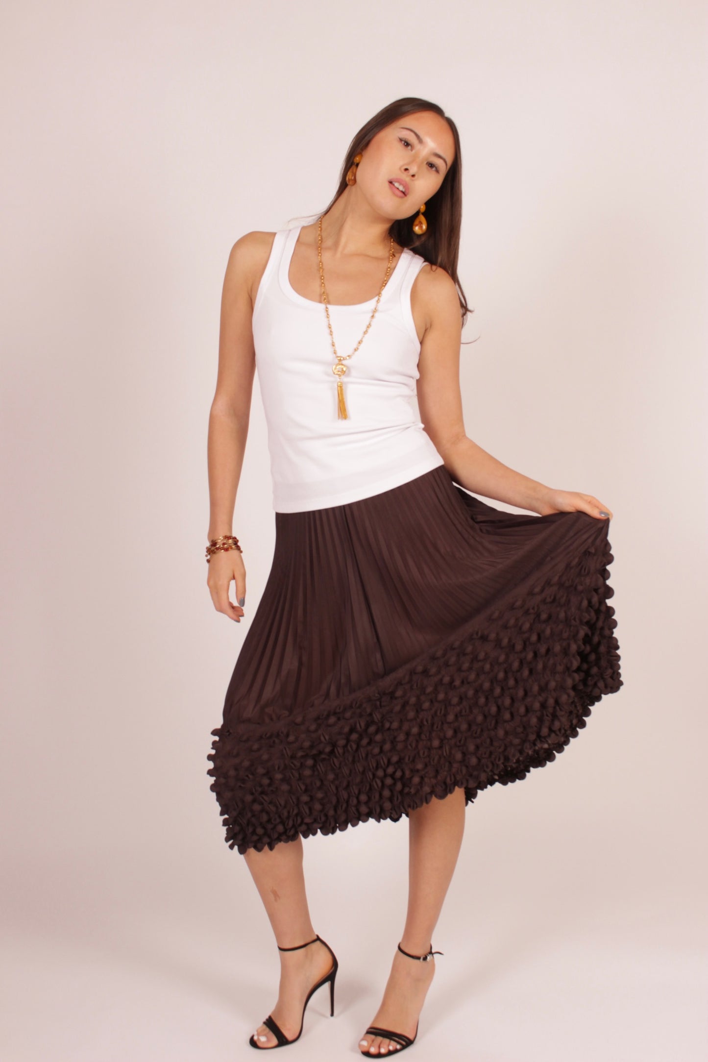 Issey Miyake (mainline) Chocholate Pleated Bubble Skirt