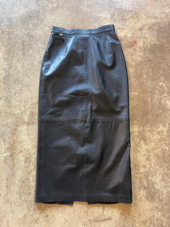 Load image into Gallery viewer, Gerry Weber Black Leather Maxi Skirt
