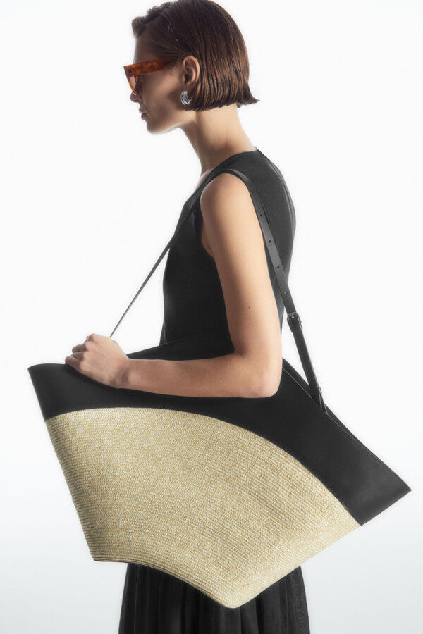 Cos Raffia and Leather Tote Bag - nwt