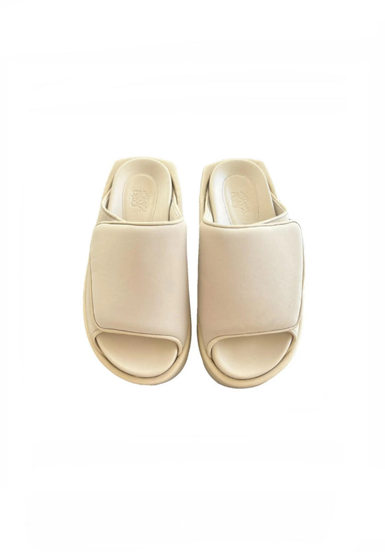 Gia Borghini Cream Neoprene and Leather Sliders