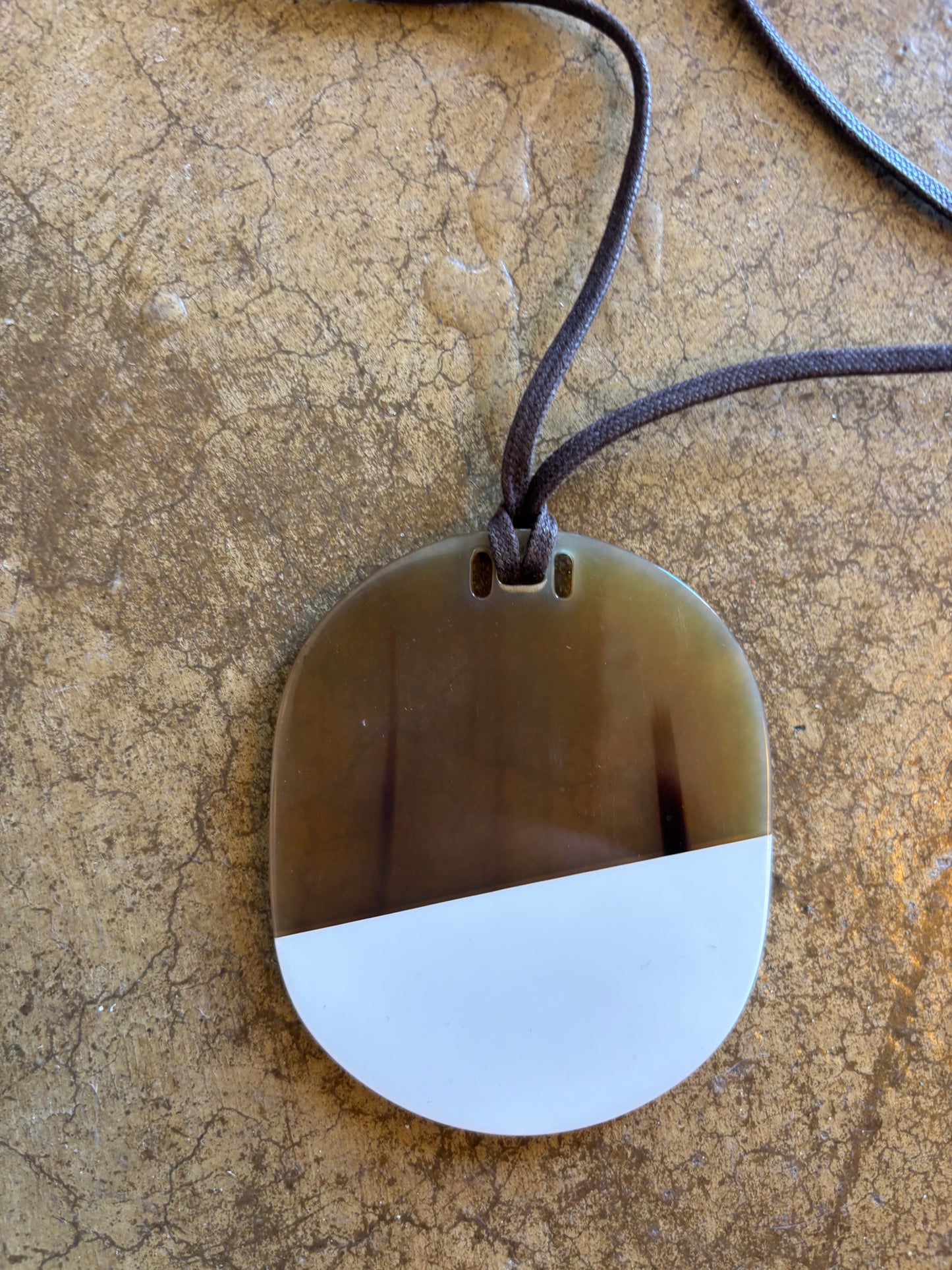 Hermes Horn and Leather Pendant