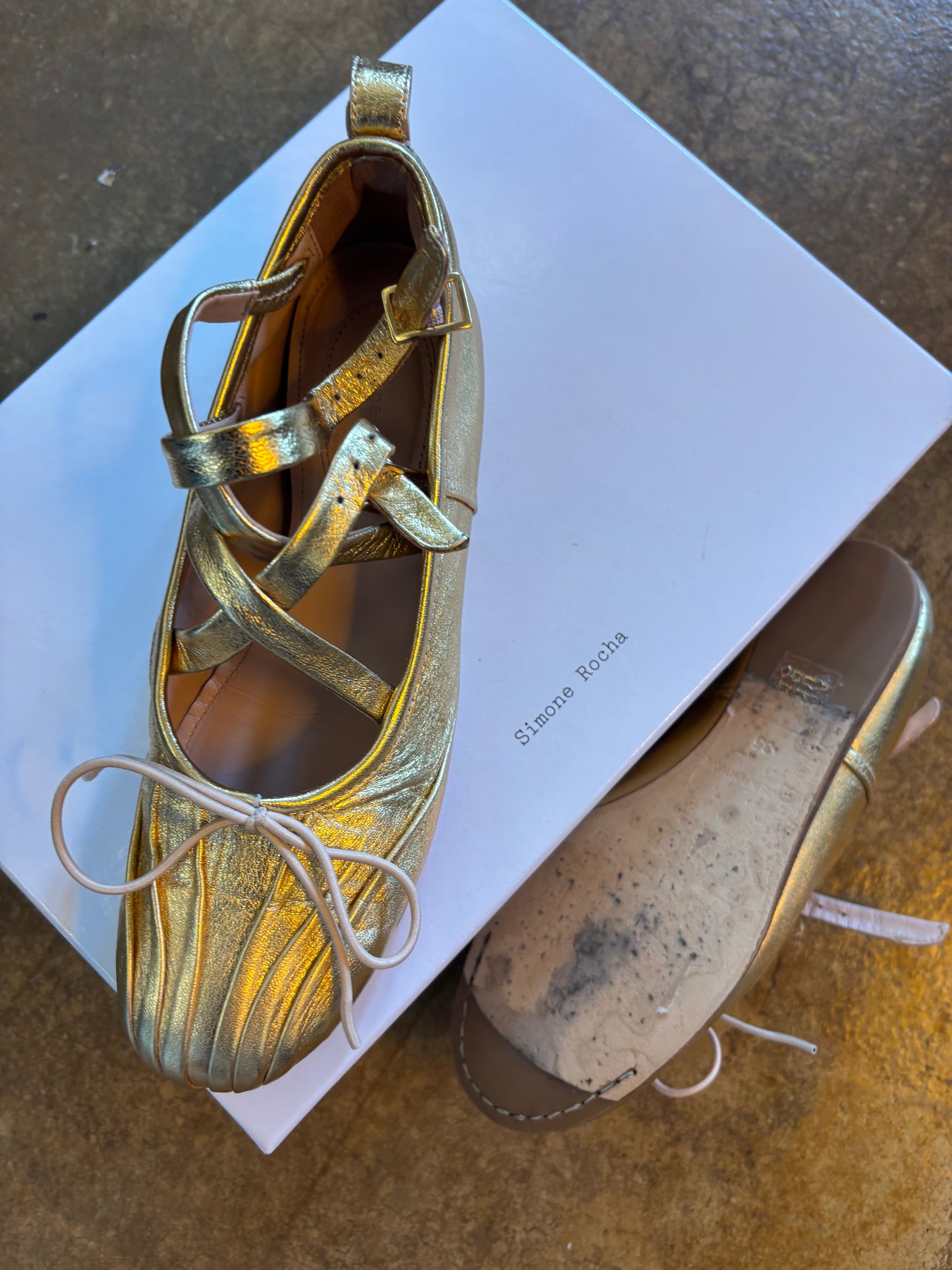 Simone Rocha Gold Ballet Pumps